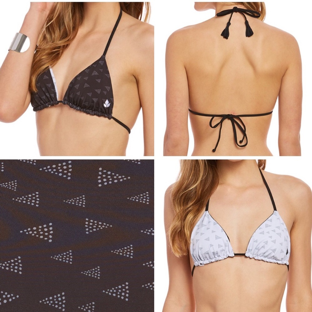 New Reversible Triangle Bikini Top Black White